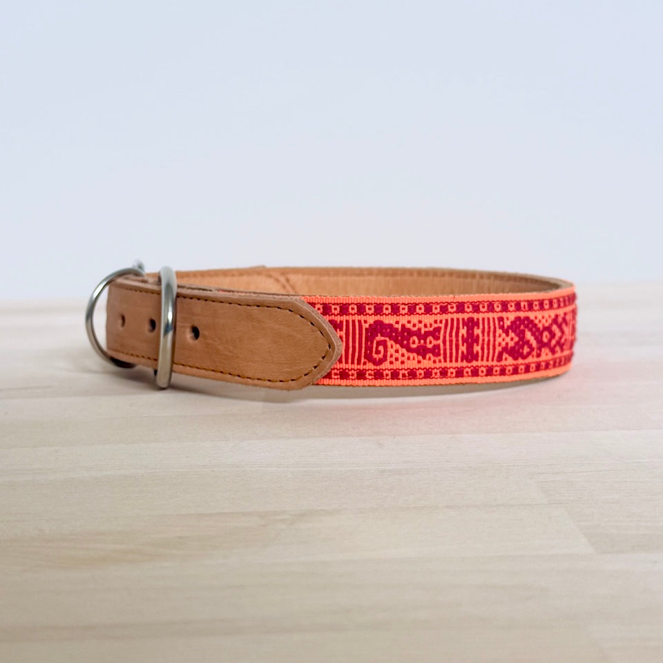 Extra Large Waist-loom Leather Dog Collar