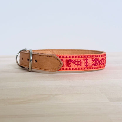 Extra Large Waist-loom Leather Dog Collar
