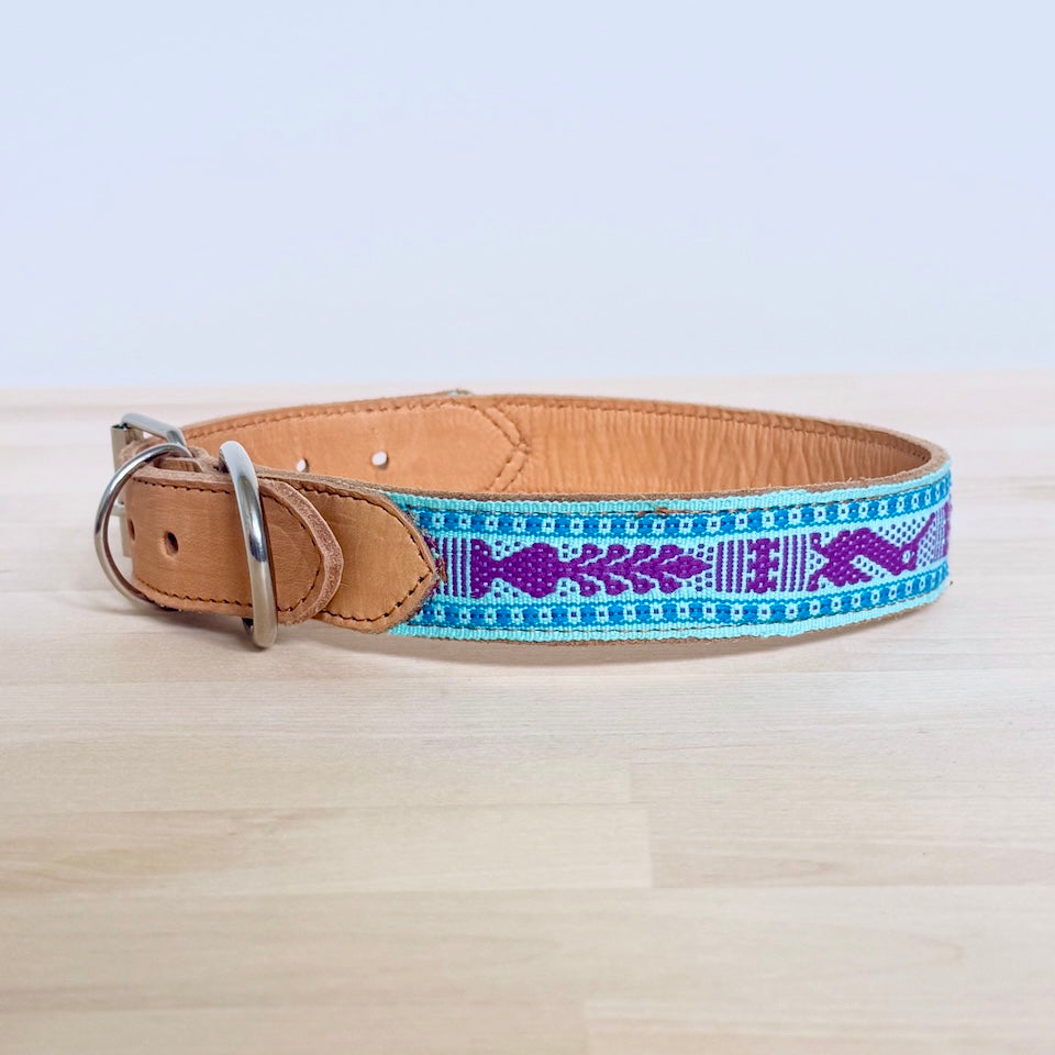 Extra Large Waist-loom Leather Dog Collar