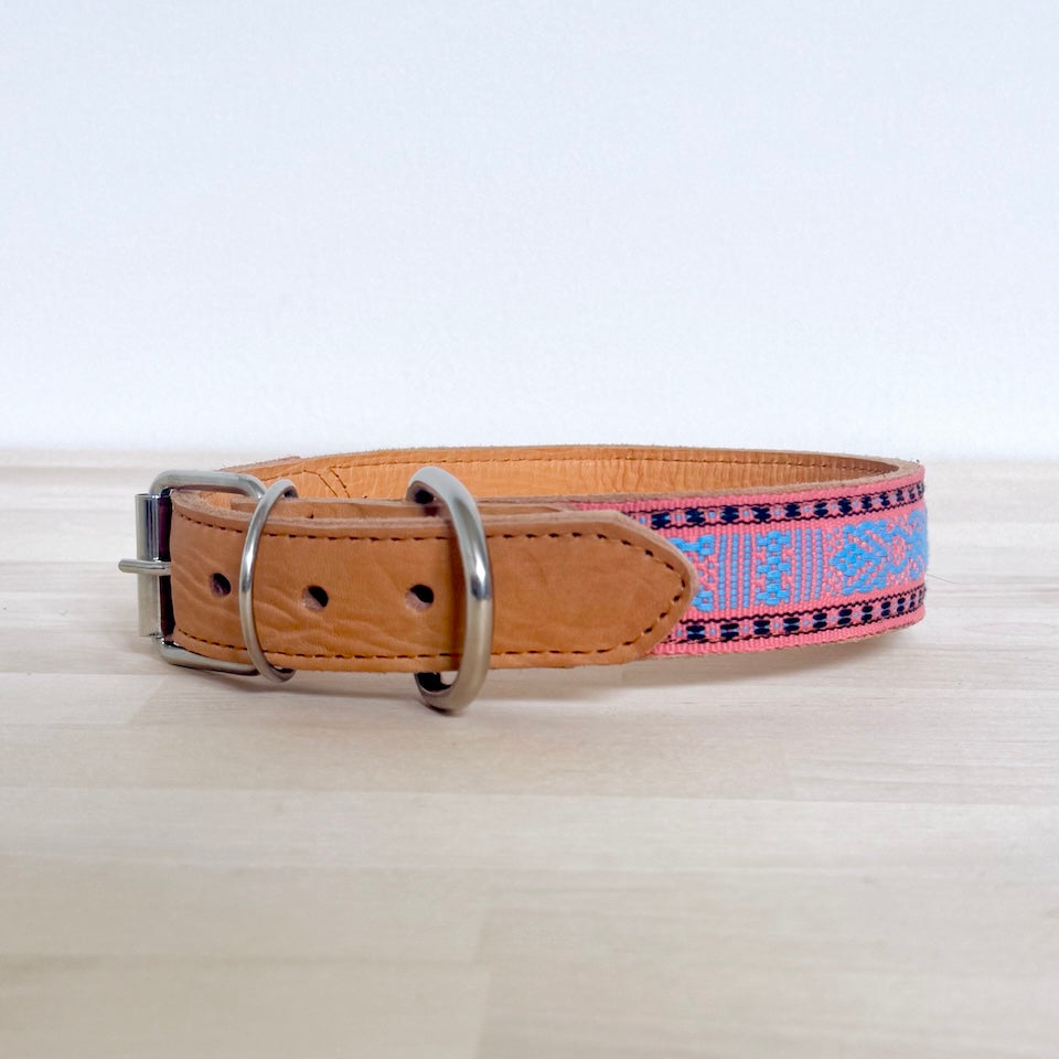 Large Waist-loom Leather Dog Collar
