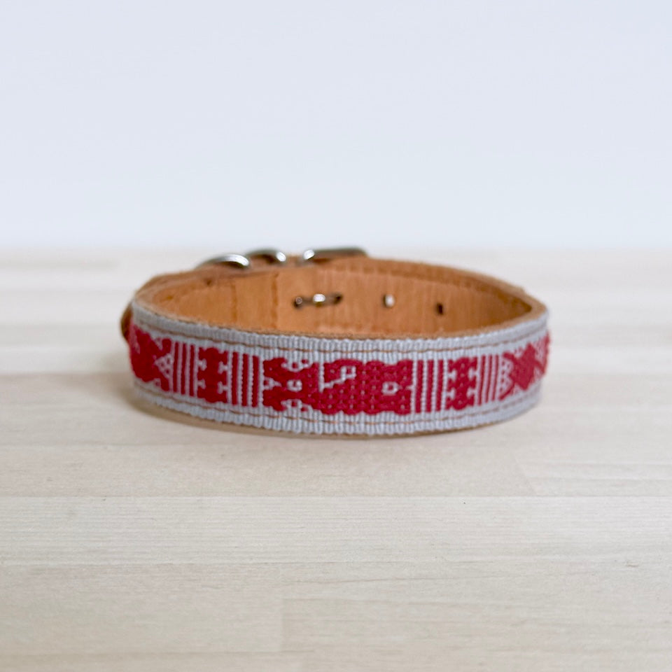 Small Waist-loom Leather Dog Collar