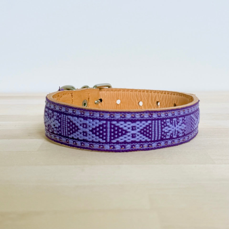 Medium Waist-loom Leather Dog Collar