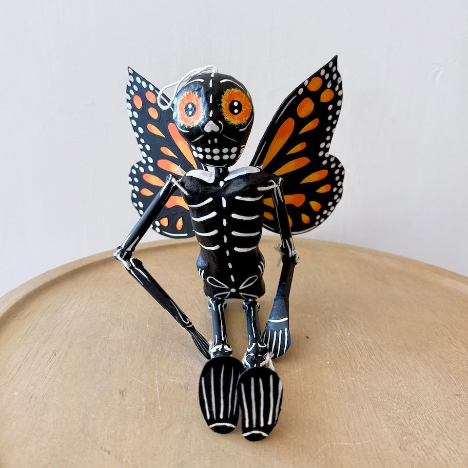 Black Skeleton with Monarch Butterfly Wings