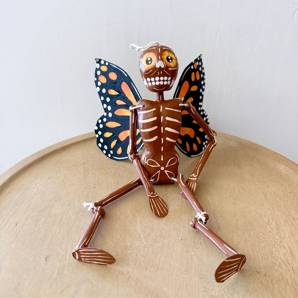 Brown Skeleton with Monarch Butterfly Wings