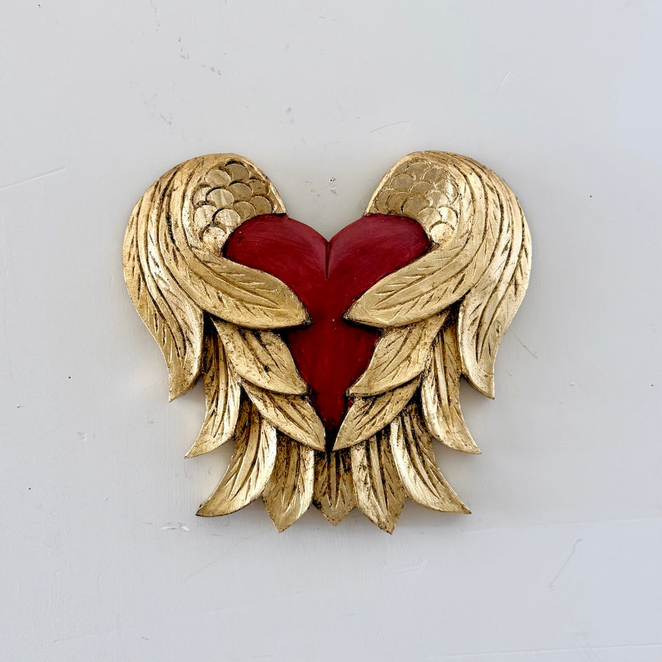 Large Heart with Gold Hugging Wings