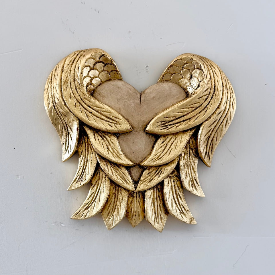 Large Heart with Gold Hugging Wings