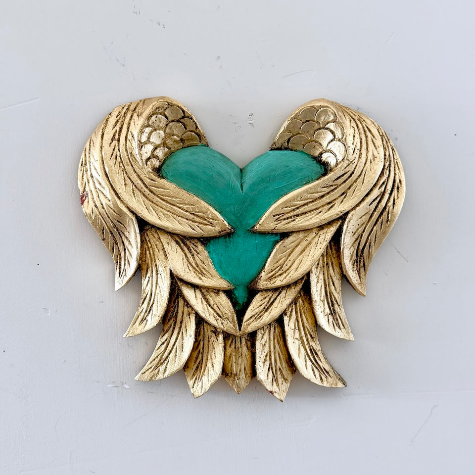 Large Heart with Gold Hugging Wings
