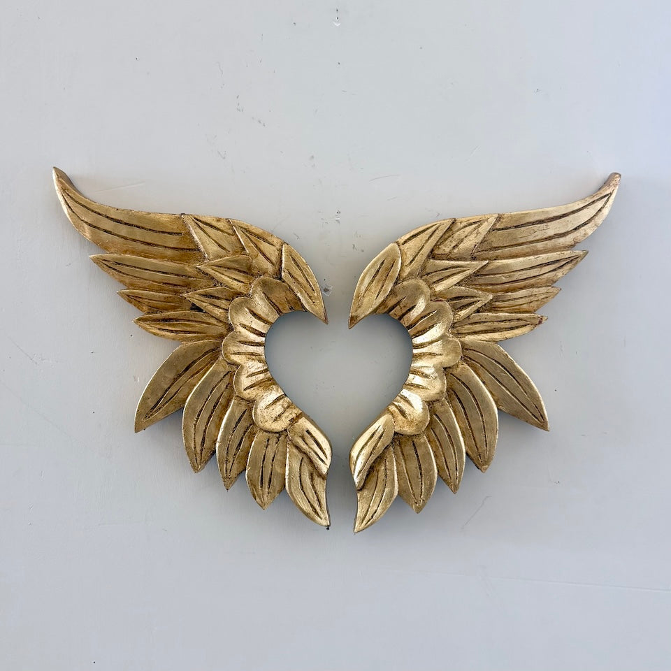 Gold Leaf Wooden Heart Wings