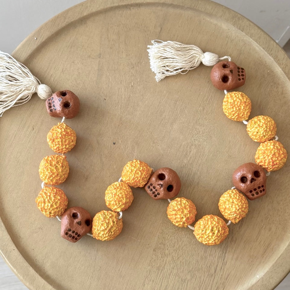 Skull and Marigold Paper Mache Garland