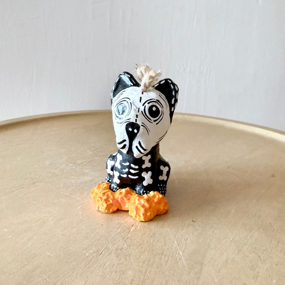 Paper Mache Perrito Pup Skeletons with Marigold