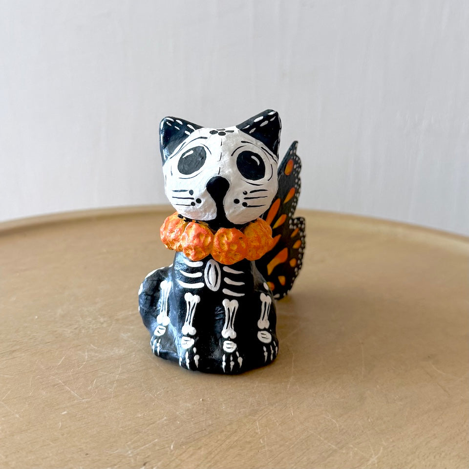 Paper Mache Gatito Skeletons with Monarch Wings