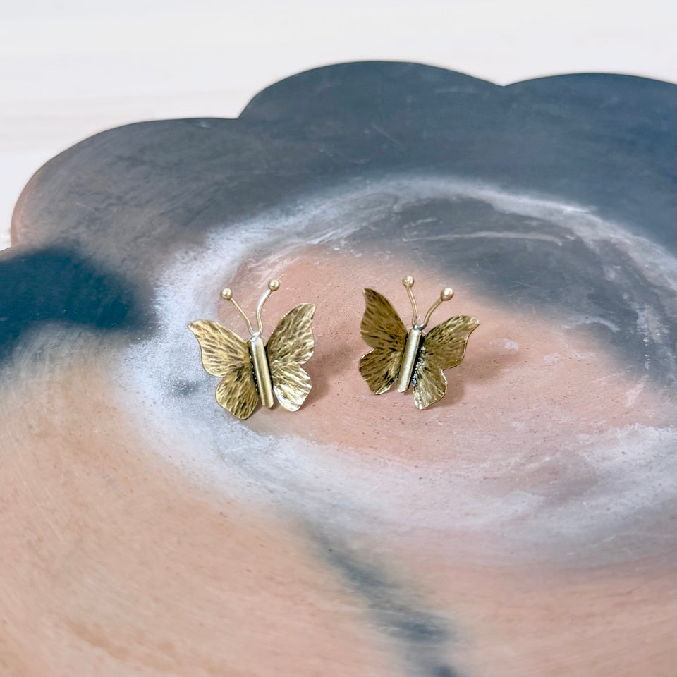 Butterfly Stud Brass Earrings