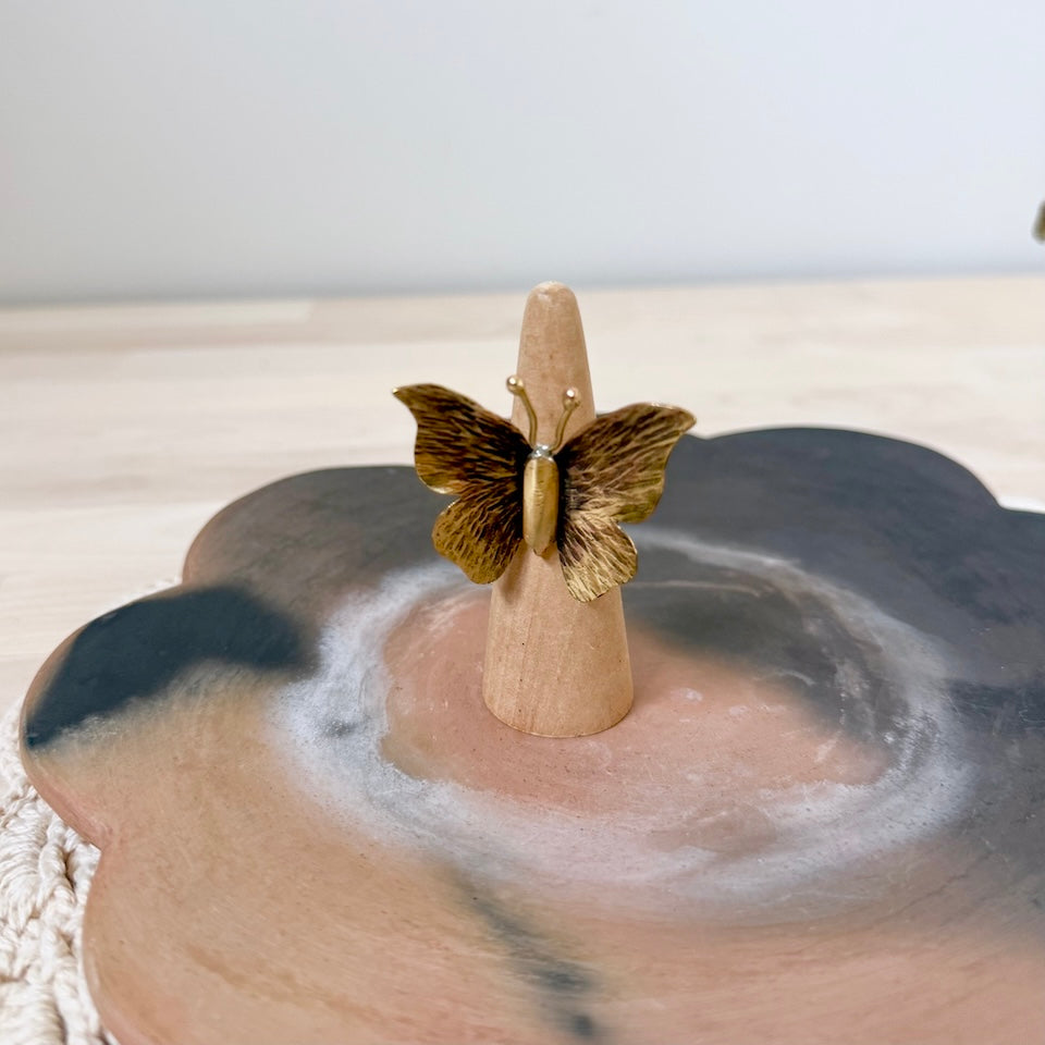 Adjustable Brass Butterfly Ring