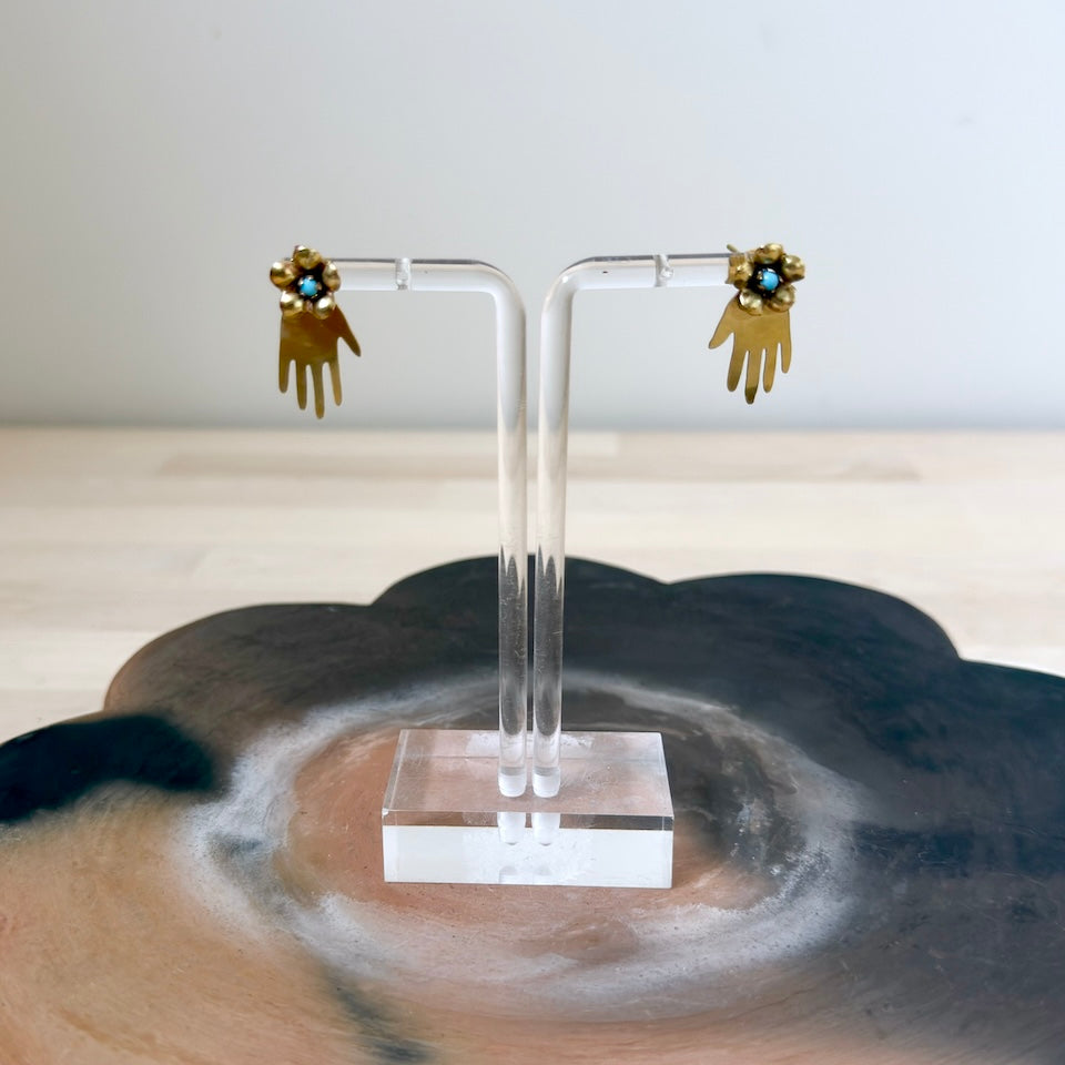 Small Manos Stud Brass Earrings