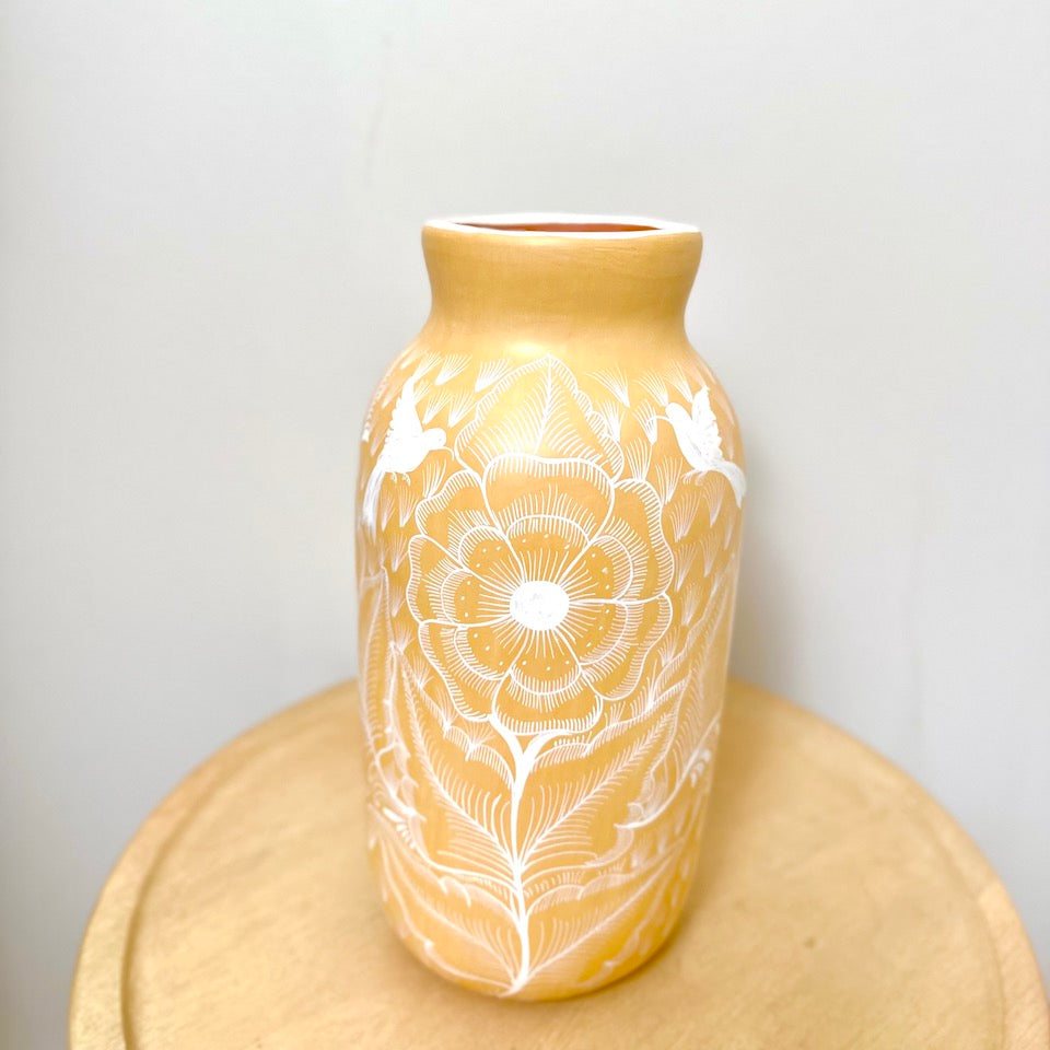 Large Long Canary Yellow Huancinto Flower Vase
