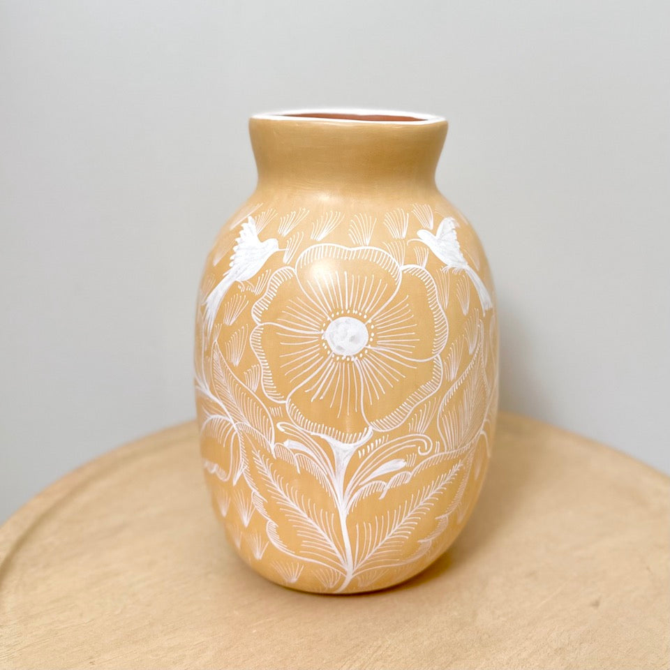 Medium Long Canary Yellow Huancinto Flower Vase