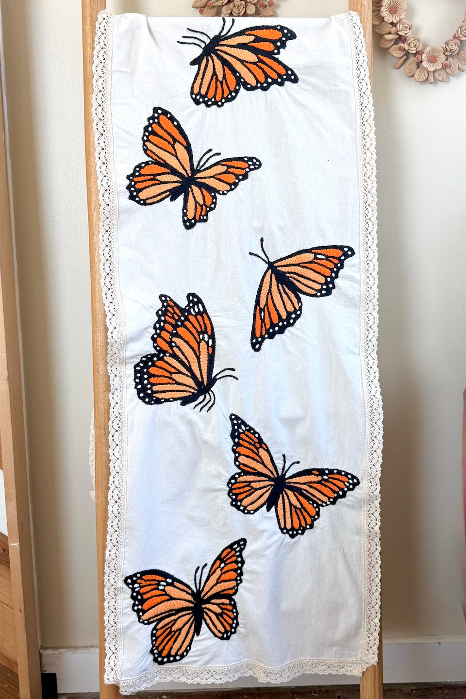 Monarch Butterflies Tenango Table Runner