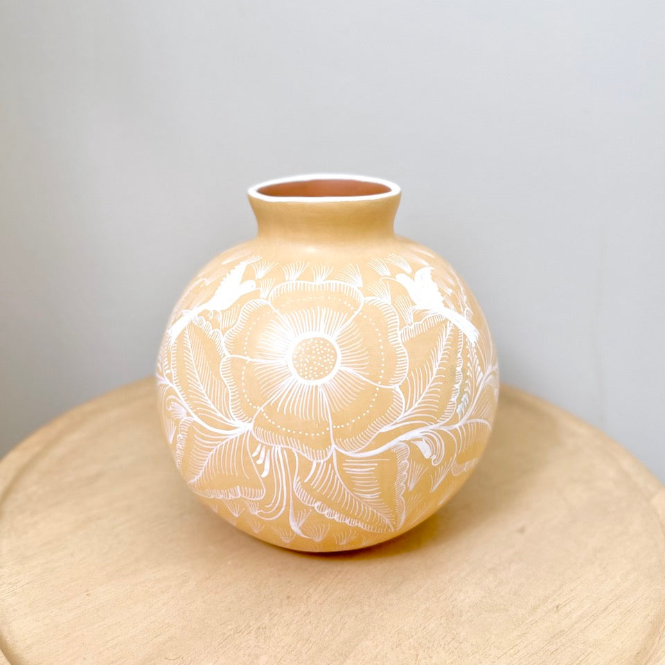 Large Round Canary Yellow Huancinto Flower Vase