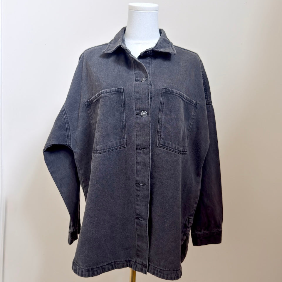 Black Denim Sacred Heart Button Up