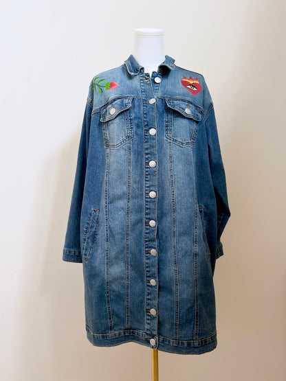 Embroidered Sacred Heart Denim Dress