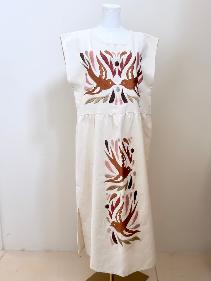 Brown Embroidery Maxi Dress