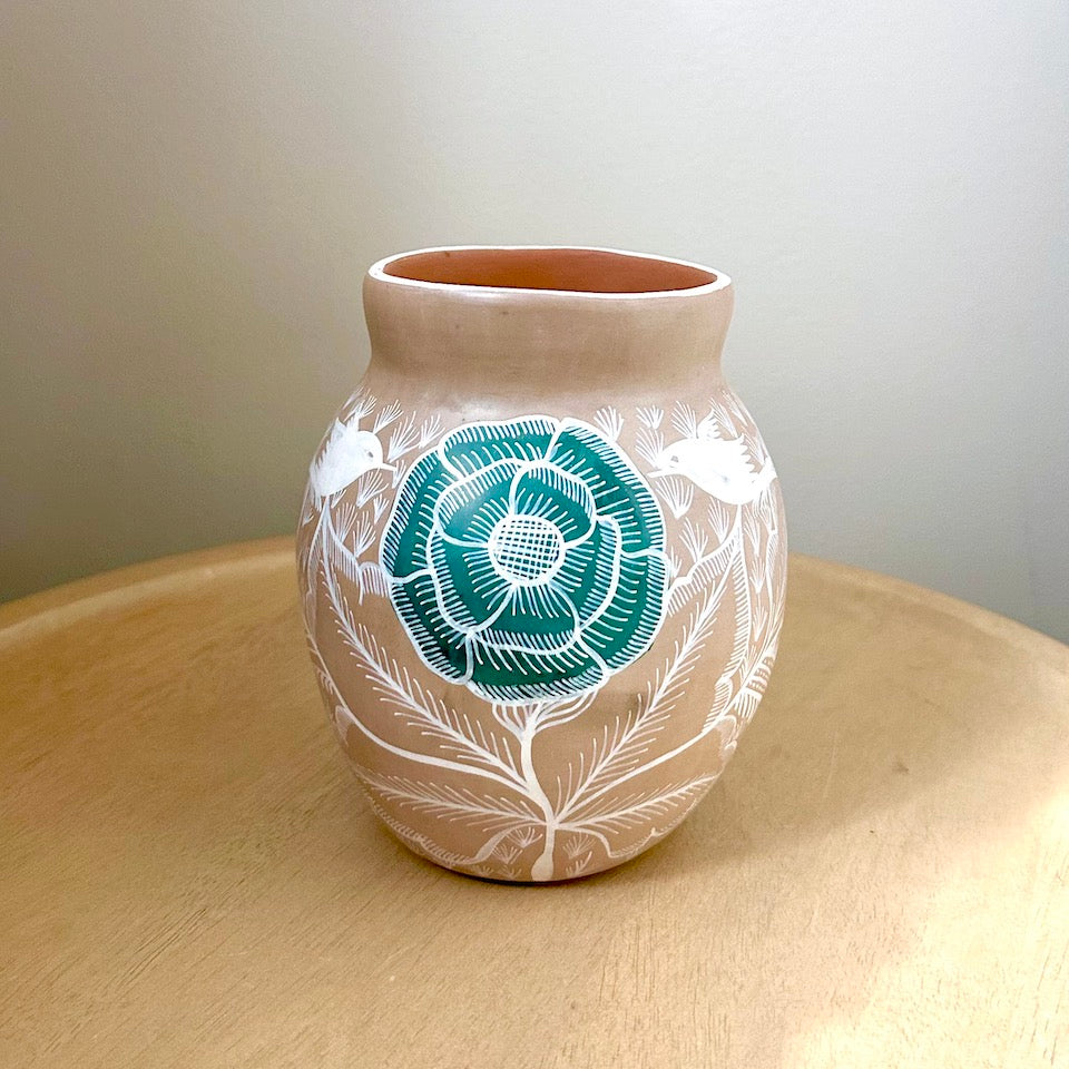 Mini Long Huancinto Flower Vase - Taupe &amp; Teal