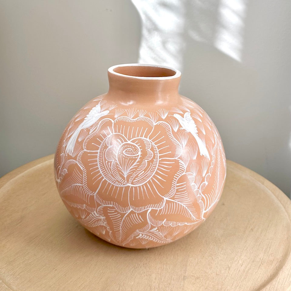 Large Round Terracotta Huancinto Flower Vase