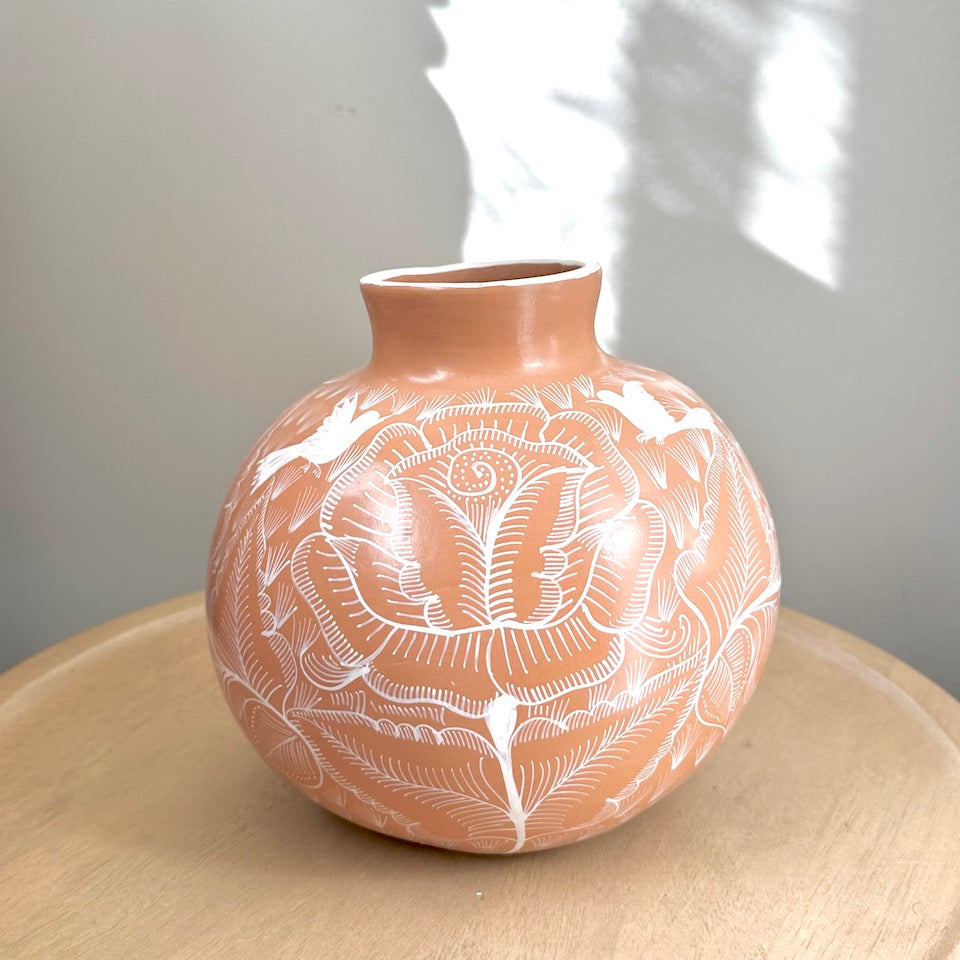Large Round Terracotta Huancinto Flower Vase