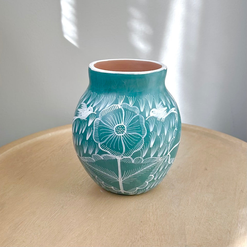 Mini Long Teal Huancinto Flower Vase