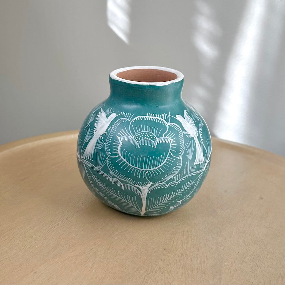 Mini Round Teal Huancinto Flower Vase