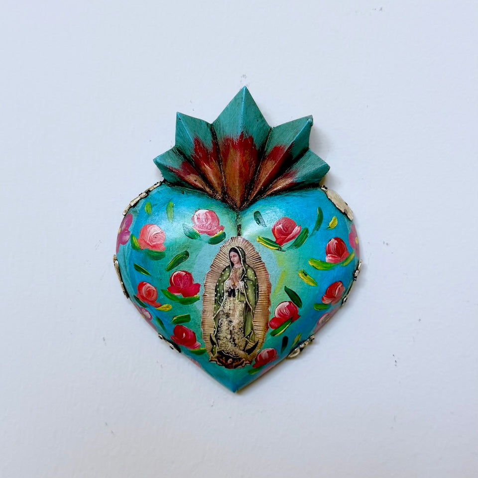 Rustic Handpainted Virgencita Heart