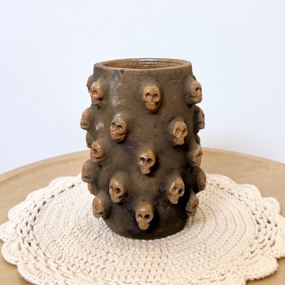 Small Calavera Cylinder Flower Vase