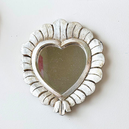 Silver Leaf Heart Mirrors