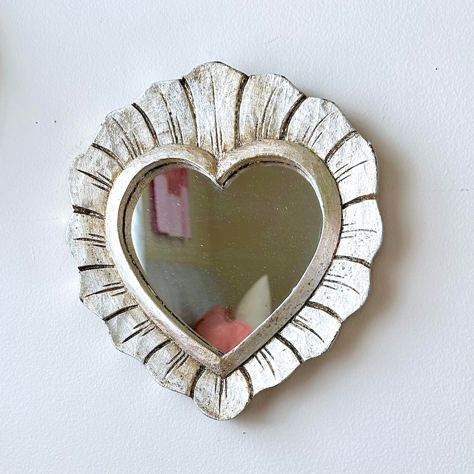 Silver Leaf Heart Mirrors