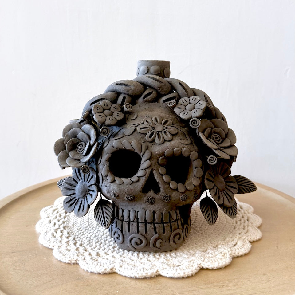 Ahumado Three Candle Holder Calaveritas Catrinas