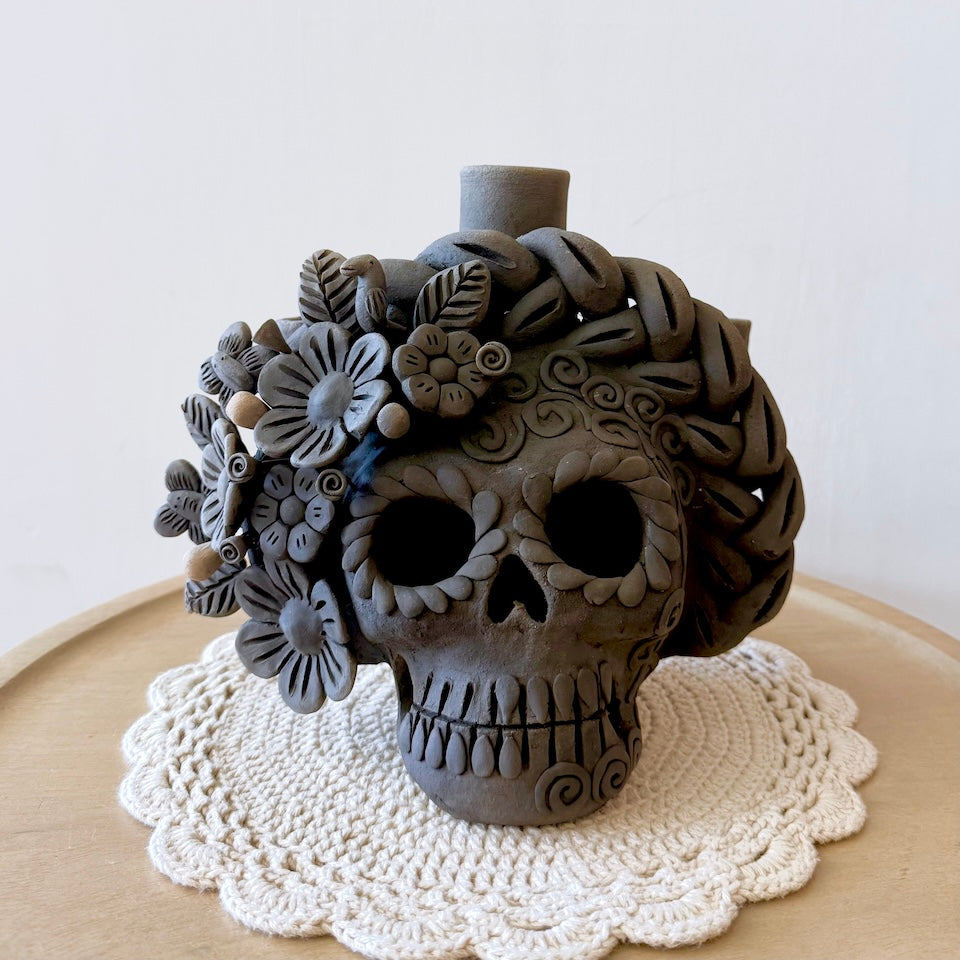 Ahumado Three Candle Holder Calaveritas Catrinas