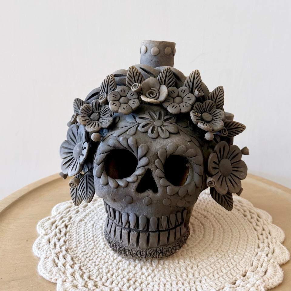 Ahumado Three Candle Holder Calaveritas Catrinas