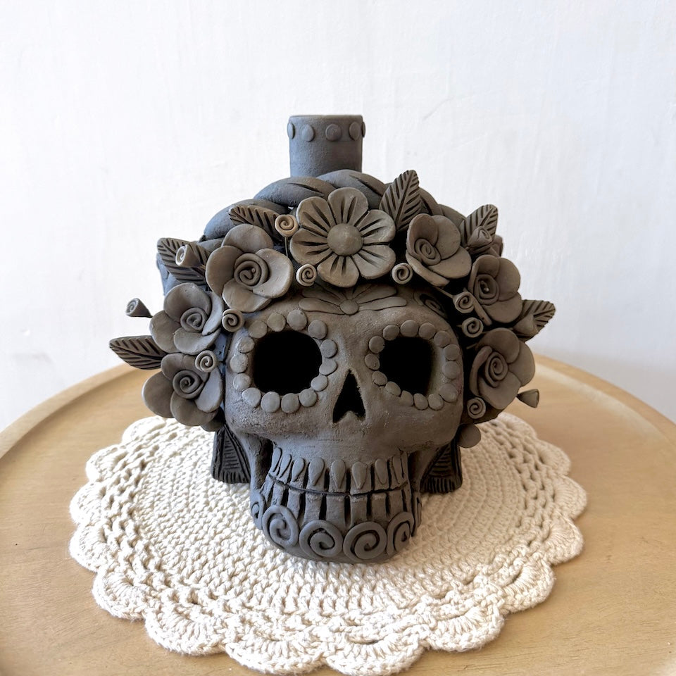 Ahumado Three Candle Holder Calaveritas Catrinas