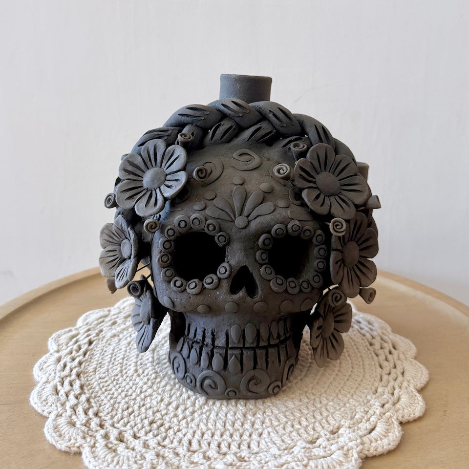 Ahumado Three Candle Holder Calaveritas Catrinas