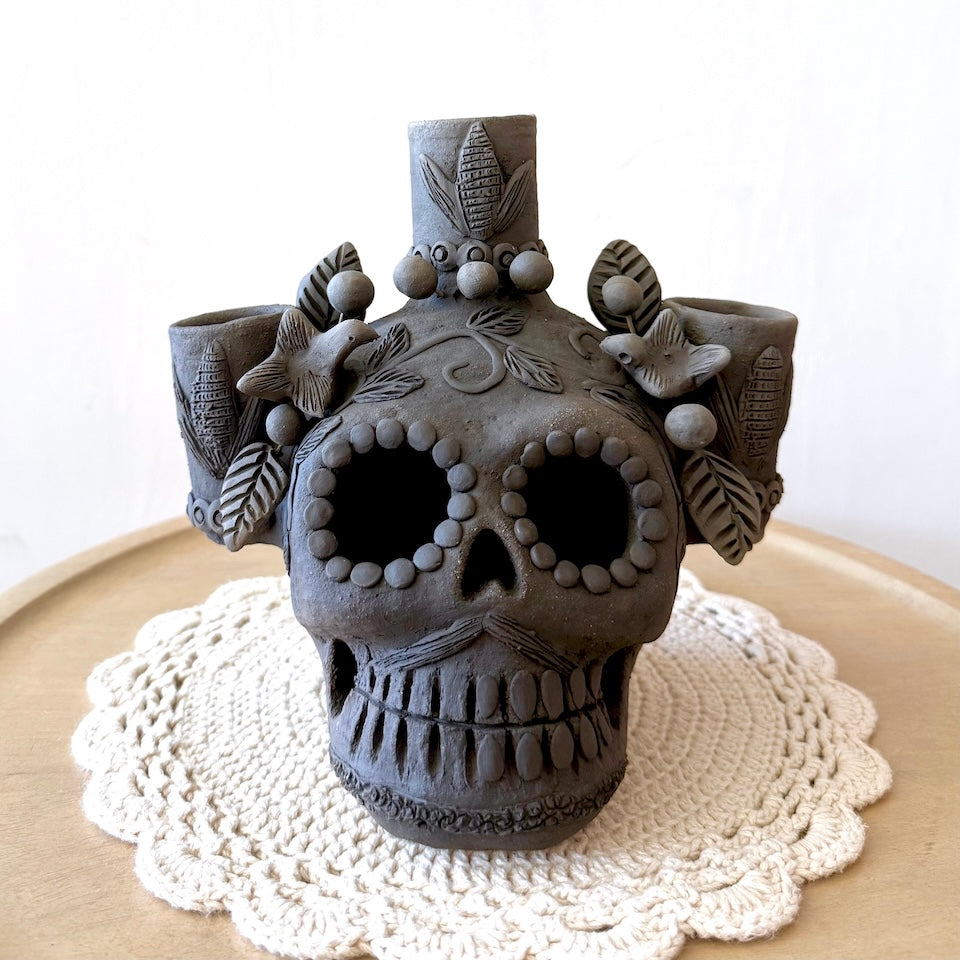 Ahumado Three Candle Holder Calaveritas Catrin