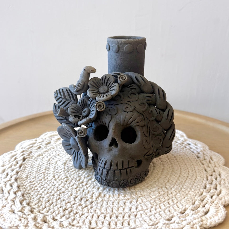 Medium Ahumado Candle Holder Calaveritas Catrinas