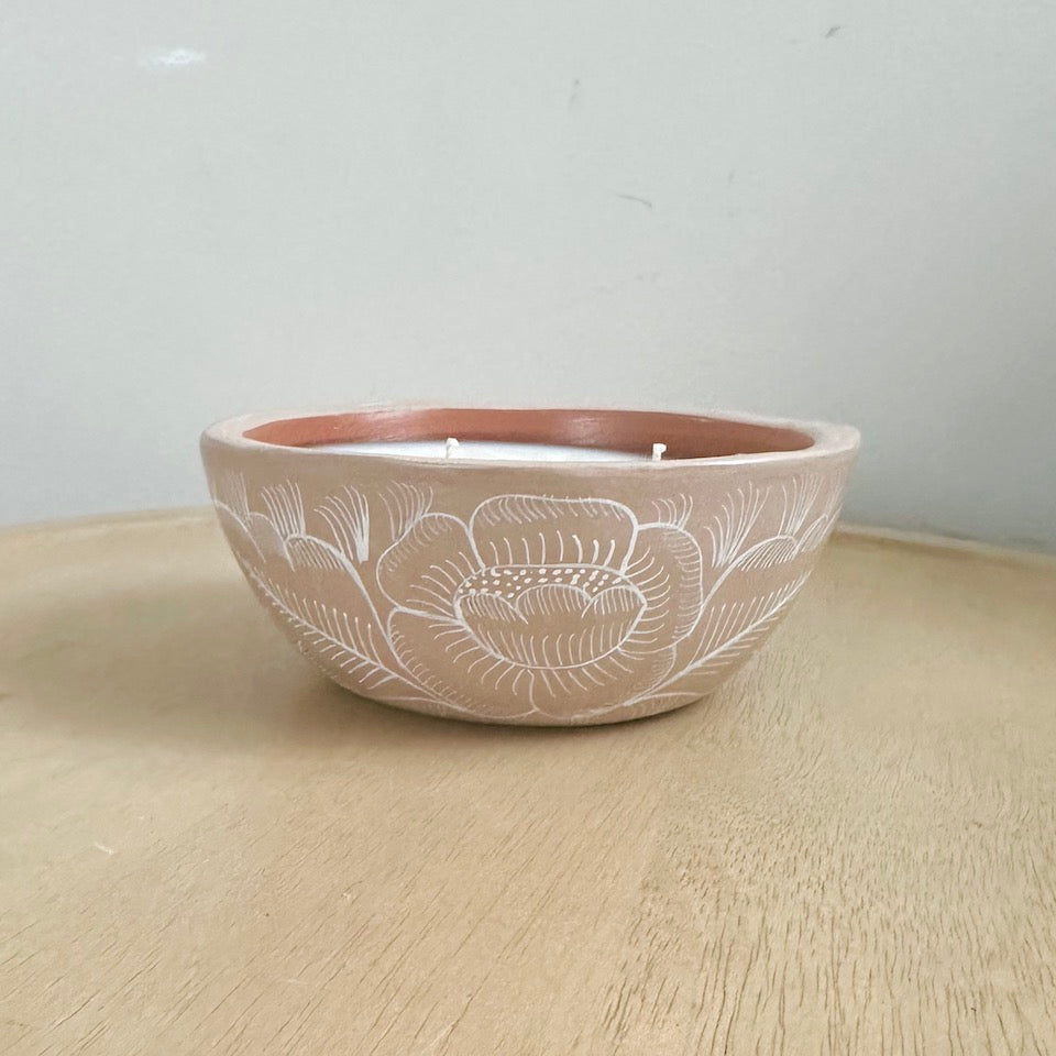 Michoacan Three Wick Taupe Candle Bowl