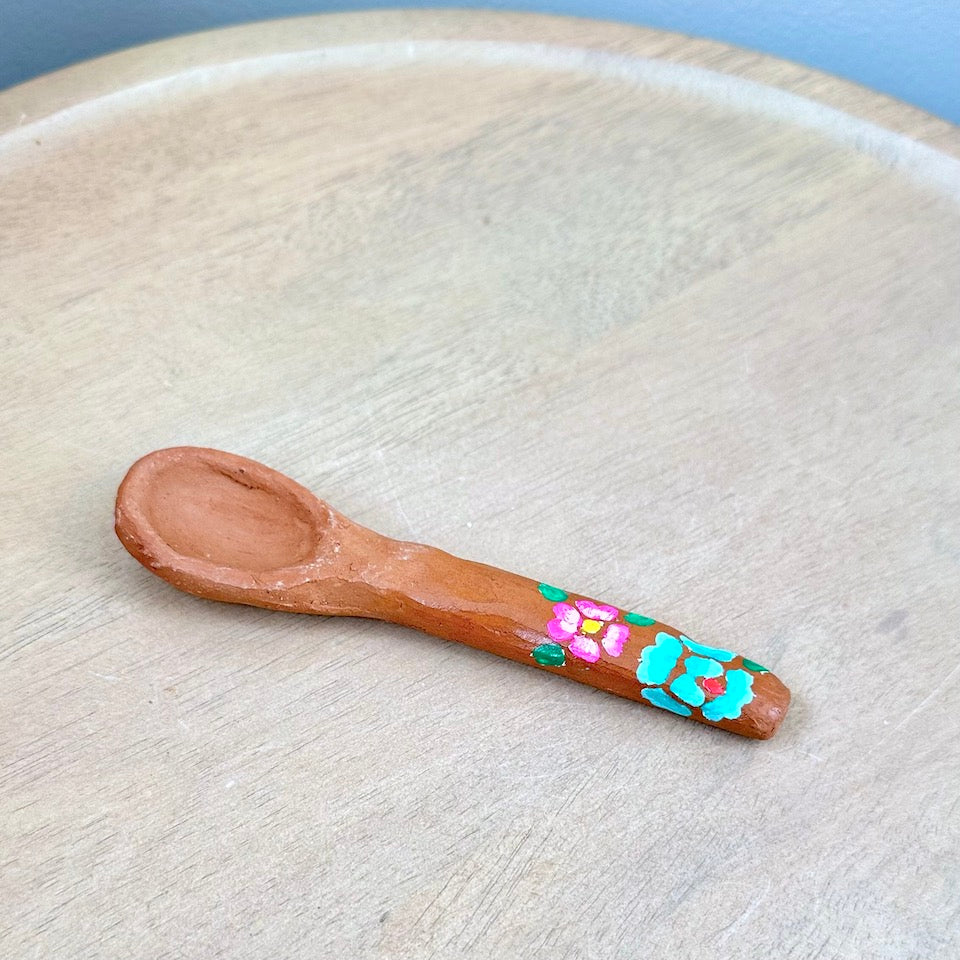 Handpainted Juchitan Clay Spoons - Turquoise