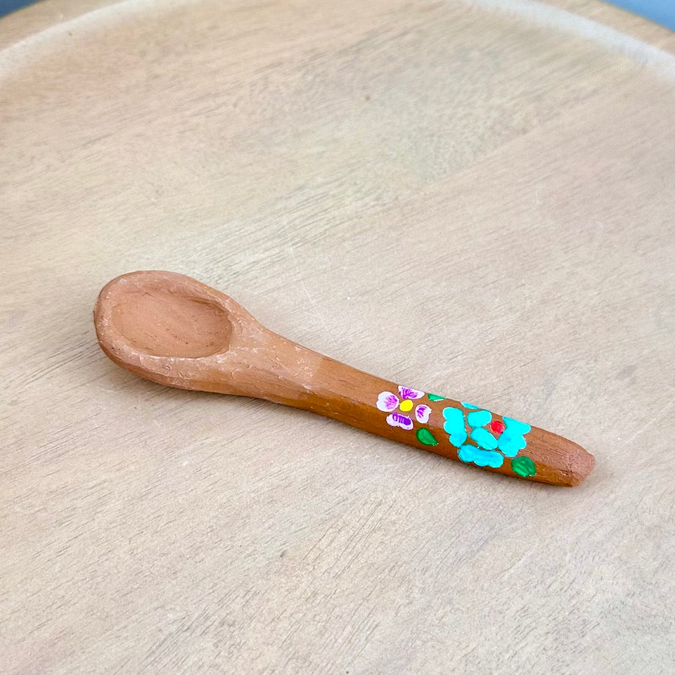 Handpainted Juchitan Clay Spoons - Turquoise