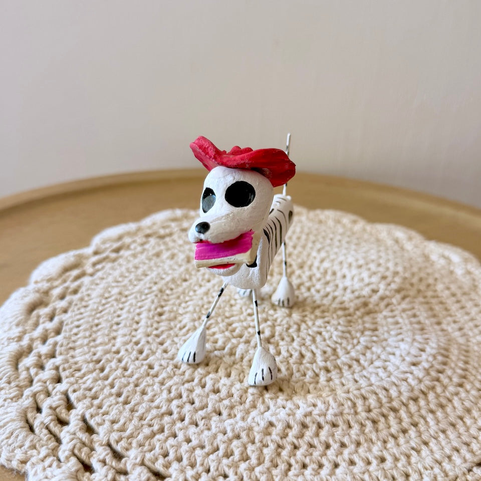 Small Clay Skeleton Dogs with Hats