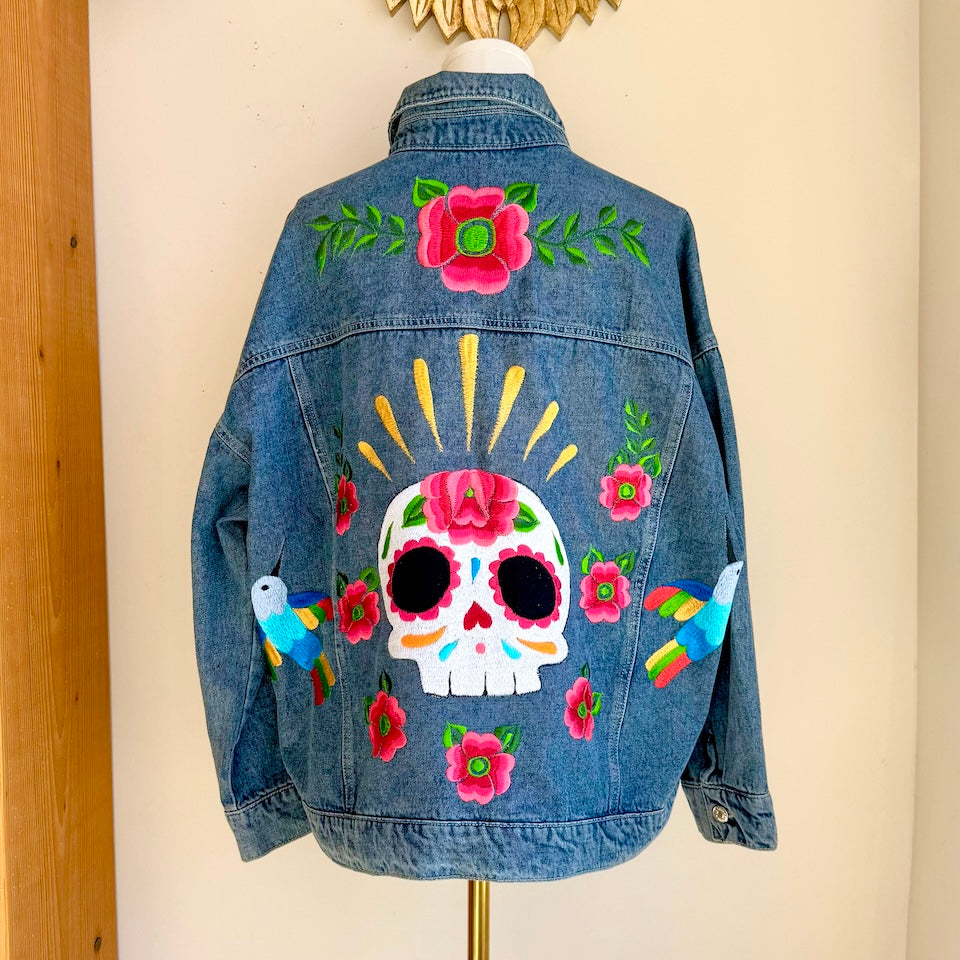 Dia De Muertos Embroidered Denim Jacket