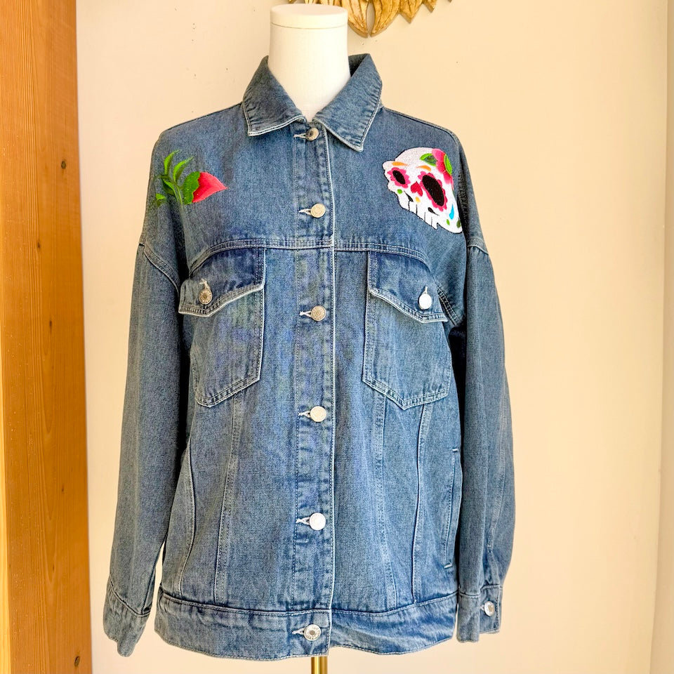 Dia De Muertos Embroidered Denim Jacket