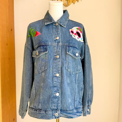 Dia De Muertos Embroidered Denim Jacket