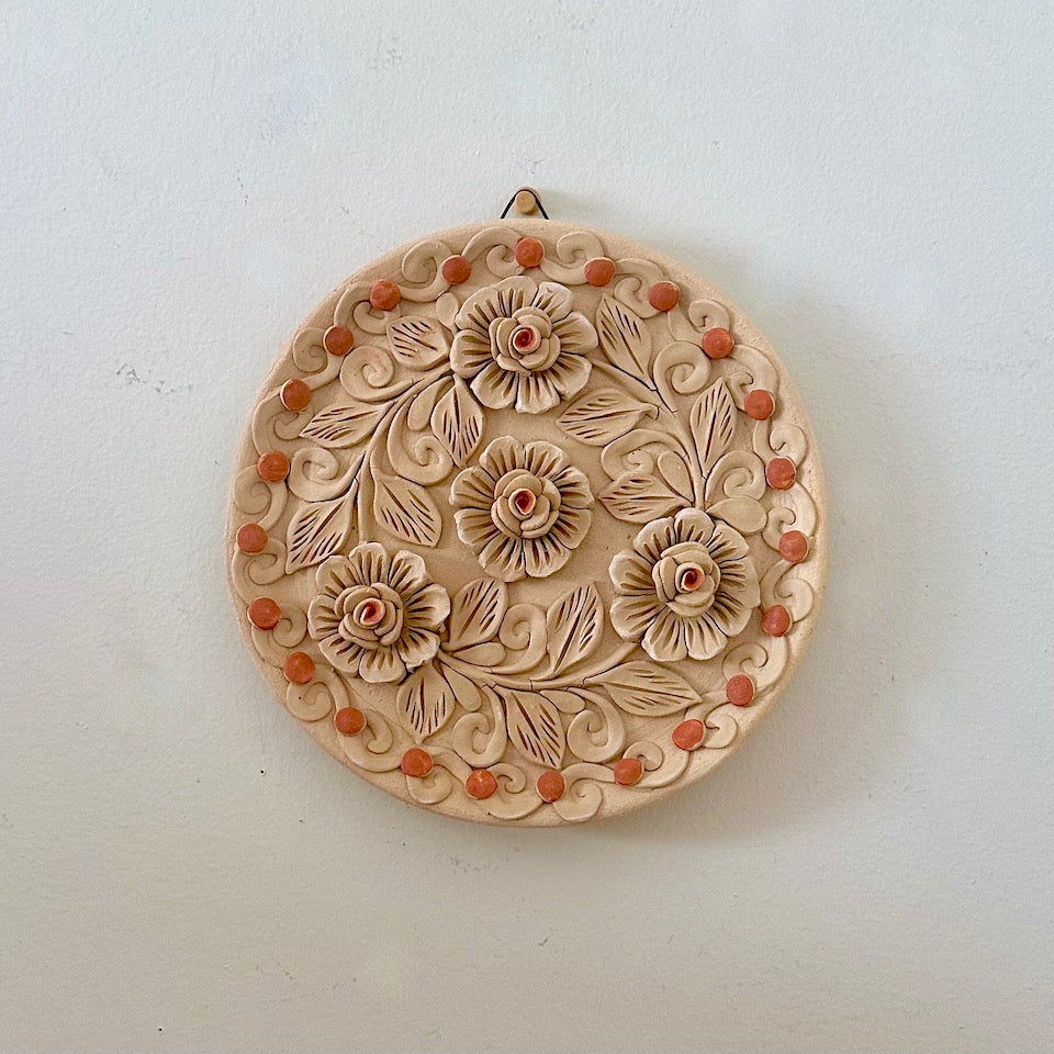 Natural Round Clay Floral Wall Art