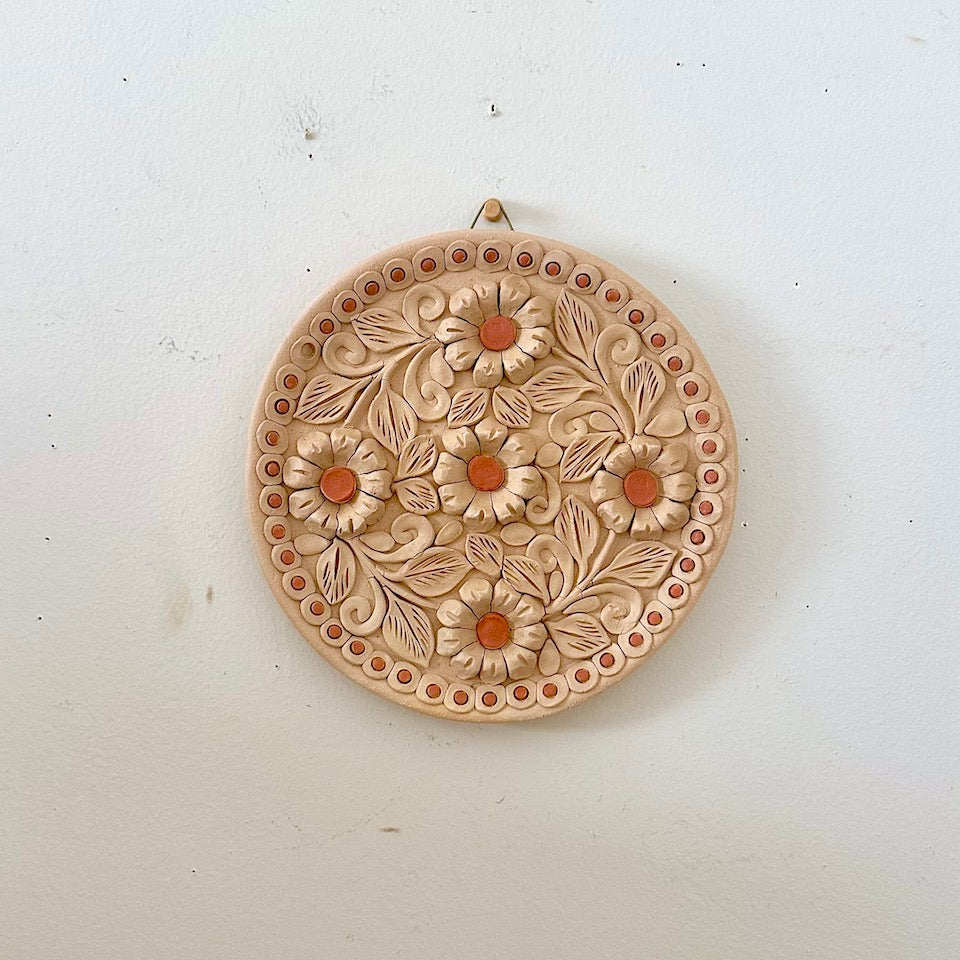 Natural Round Clay Floral Wall Art